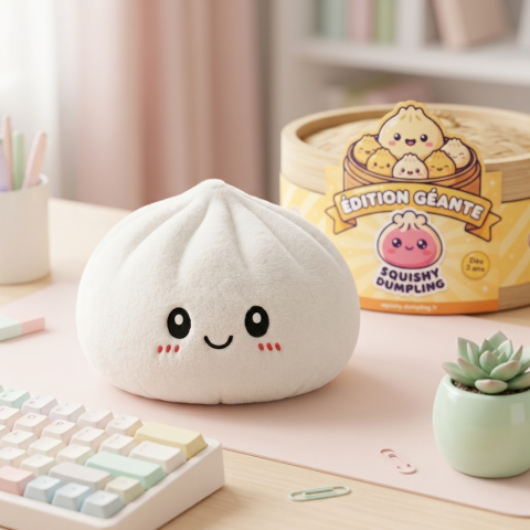 Squishy Dumpling Big Douceur en ambiance sur un bureau