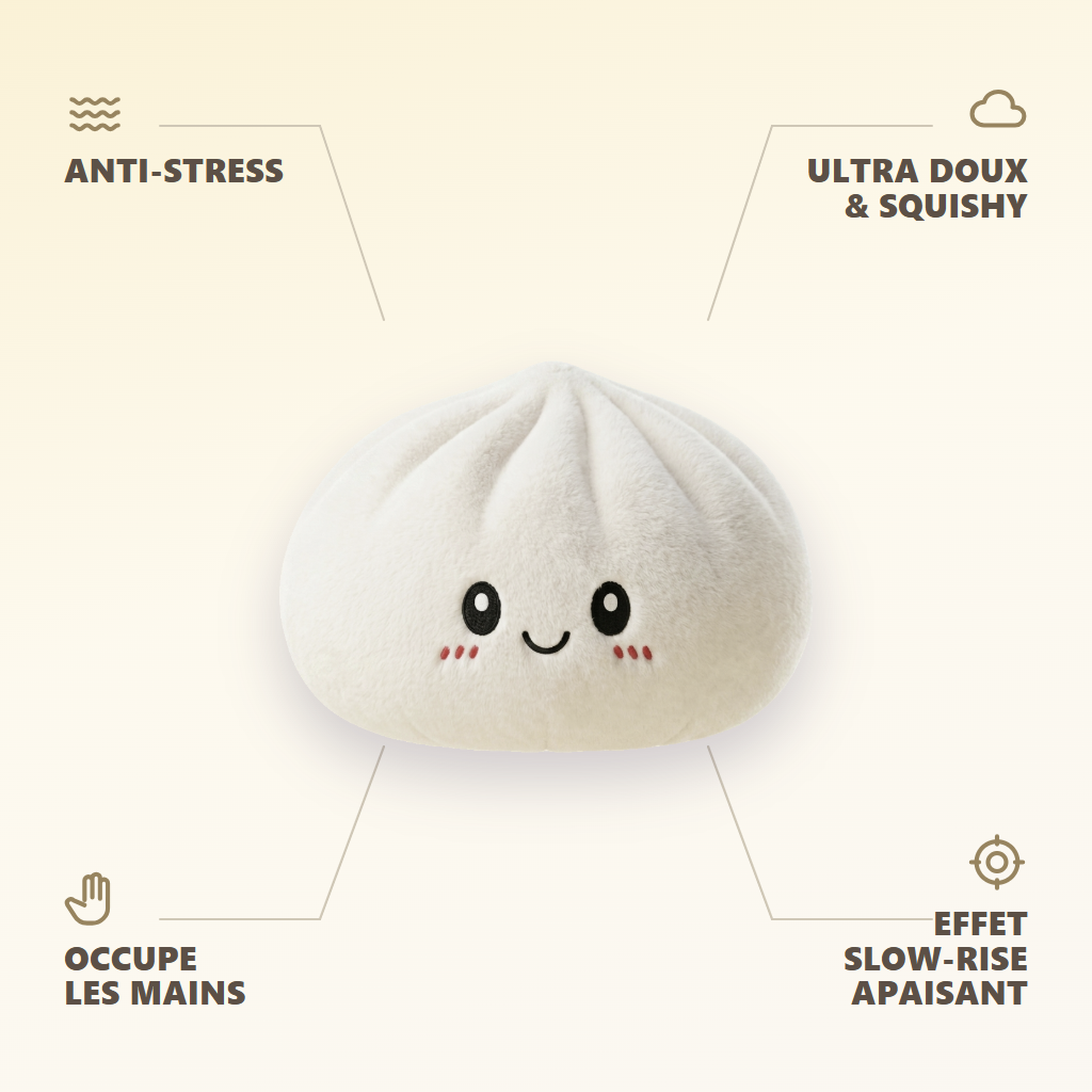 Squishy Dumpling Big Douceur — anti-stress, ultra doux, effet slow-rise