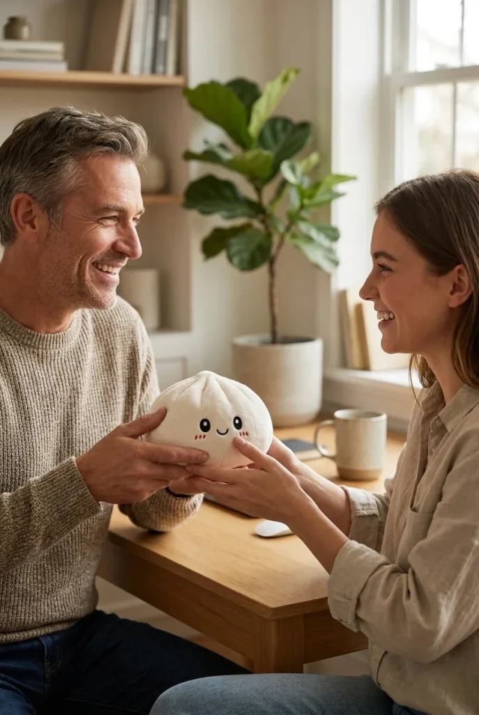 Squishy Dumpling Big Douceur offert en cadeau entre deux personnes