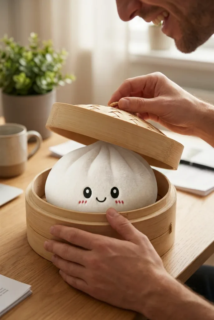 Déballage du Squishy Dumpling Big Douceur — la boîte panier vapeur s'ouvre