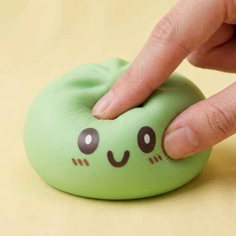 Squishy Dumpling Géant Vert Jumbo pressé dans la main, matière squishy