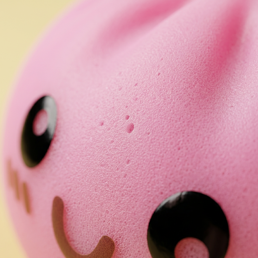 Dumpling Squishy Géant Rose — gros plan macro sur la texture
