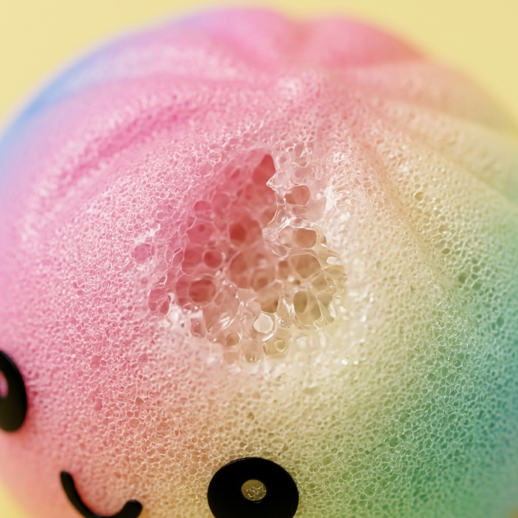 Rainbow Dumpling Squishy Grand Format — gros plan macro sur la texture