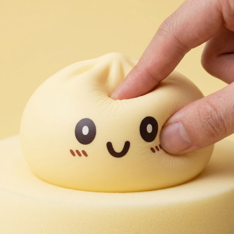 Squishy Dumpling Jaune Jumbo Géant pressé dans la main, matière squishy