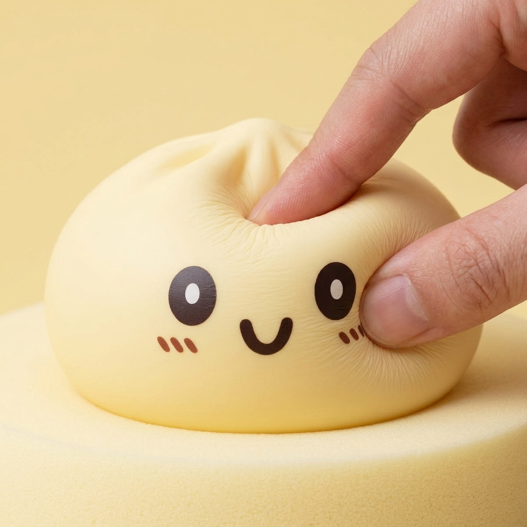 Squishy Dumpling Jaune Jumbo Géant pressé dans la main, matière squishy