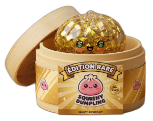 Les Raretés — squishy dumpling dans sa boîte panier vapeur façon bambou