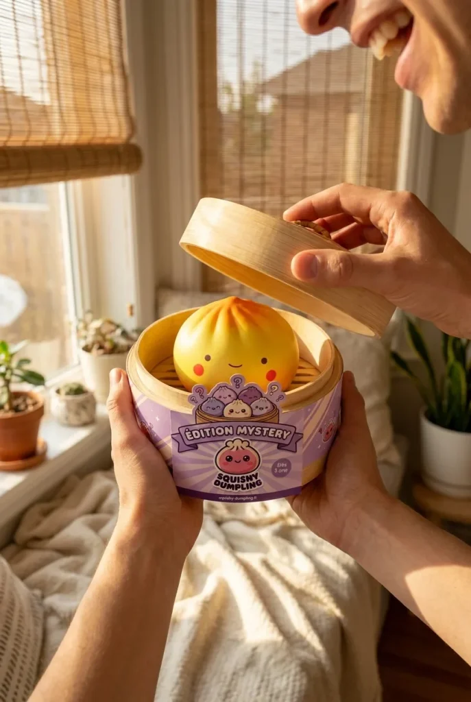Déballage du Dumpling Squishy Blind Box Mini — la boîte panier vapeur s'ouvre