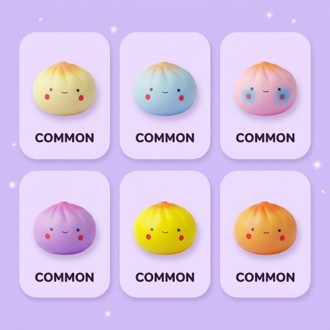 Dumpling Squishy Blind Box Mini — les différents squishy possibles