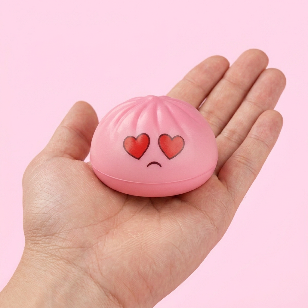 Mini Dumpling Squishy Jouet Kawaii tenu en main, taille réelle