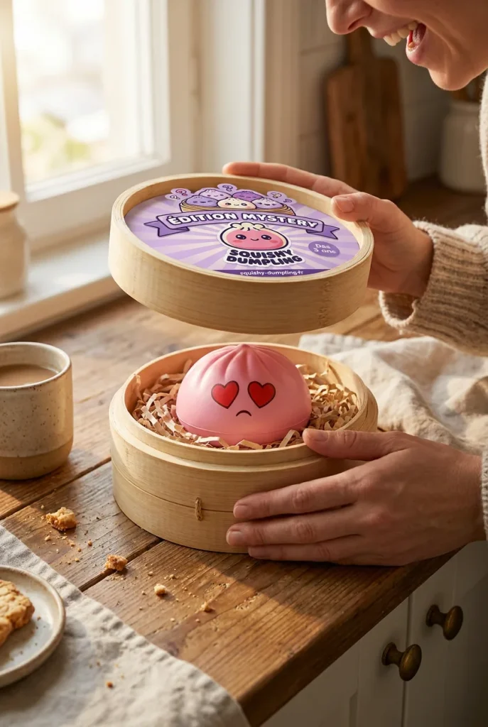 Déballage du Mini Dumpling Squishy Jouet Kawaii — la boîte panier vapeur s'ouvre