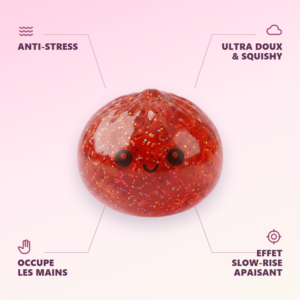 Mini Dumpling Squishy Métallique Brillant — anti-stress, ultra doux, effet slow-rise
