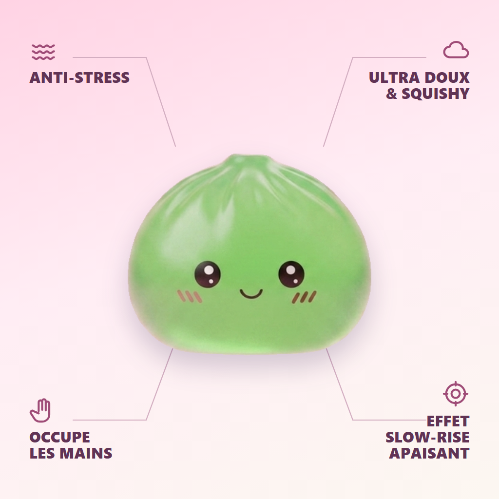 Mini Dumpling Squishy Sucré — anti-stress, ultra doux, effet slow-rise