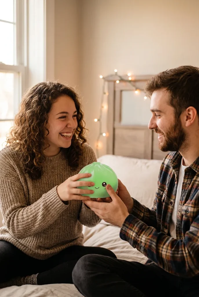 Mini Dumpling Squishy Sucré offert en cadeau entre deux personnes