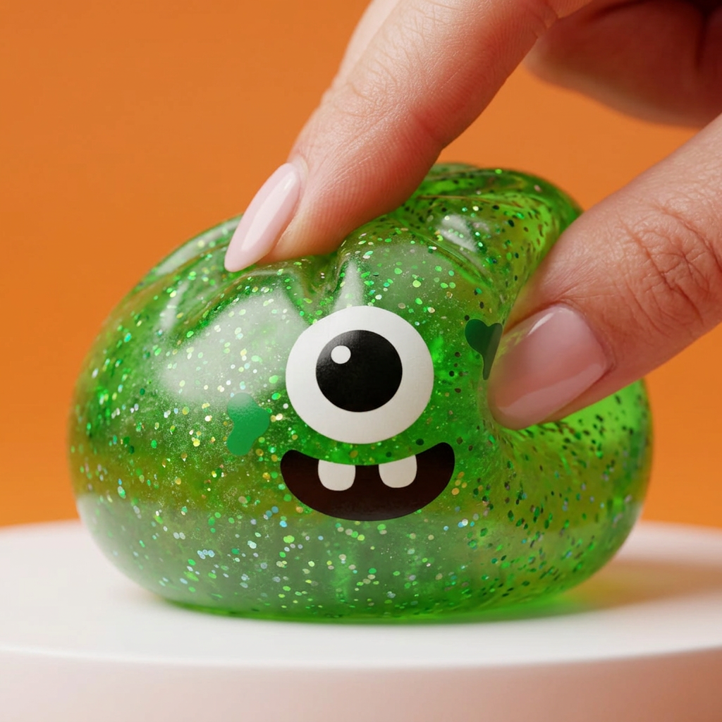 Squishy Dumpling Monstre Vert Halloween Glitter — effet slow-rise, la mousse regonfle