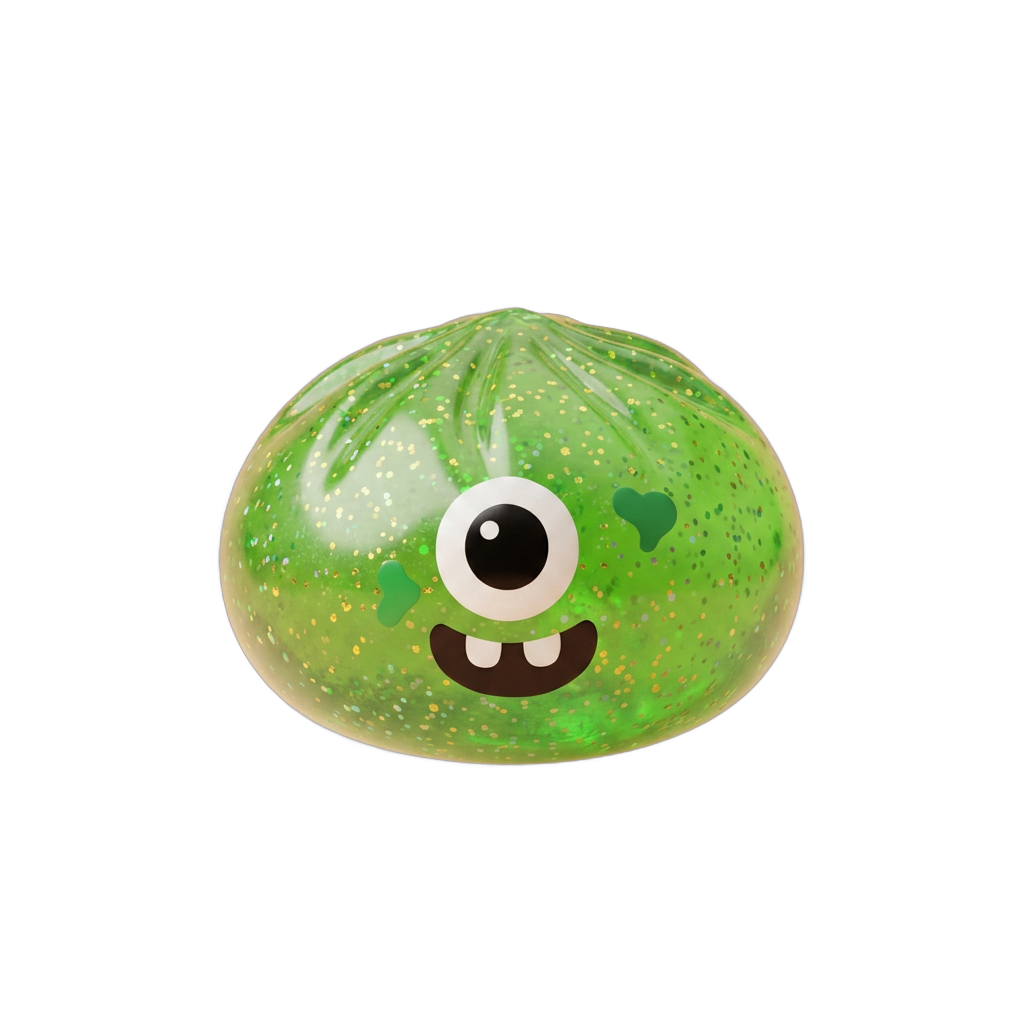 Squishy Dumpling Monstre Vert Halloween Glitter — squishy anti-stress slow-rise kawaii