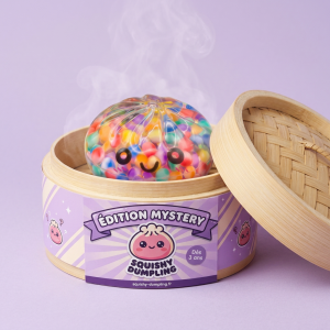 Mystery Dumpling Squishy Bulle Douce dans sa boîte panier vapeur bambou