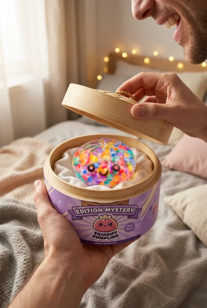 Déballage du Mystery Dumpling Squishy Bulle Douce — la boîte panier vapeur s'ouvre