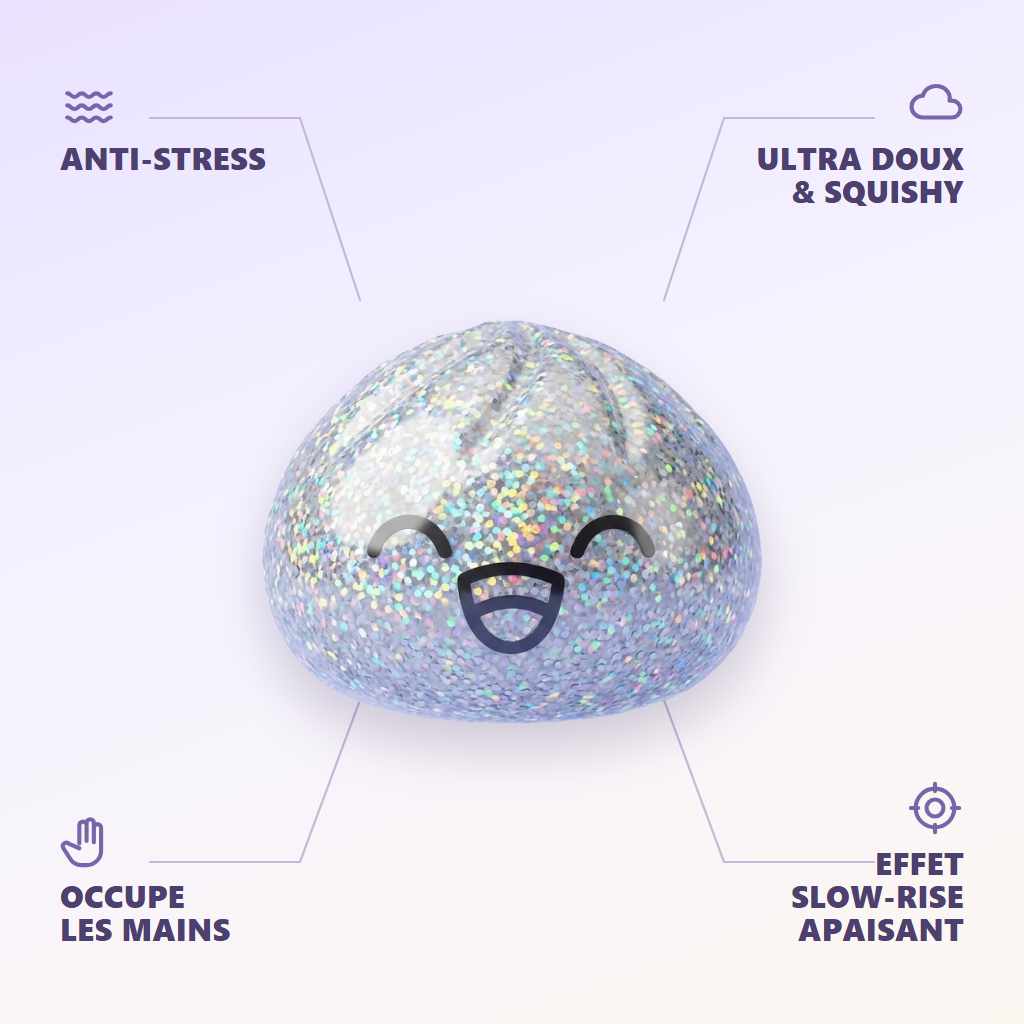 Rare Dumpling Squishy Mystère Collector — anti-stress, ultra doux, effet slow-rise