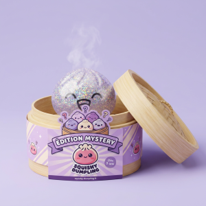 Rare Dumpling Squishy Mystère Collector dans sa boîte panier vapeur bambou