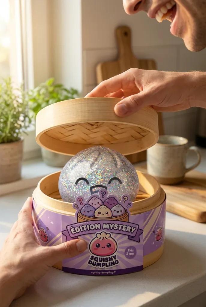 Déballage du Rare Dumpling Squishy Mystère Collector — la boîte panier vapeur s'ouvre