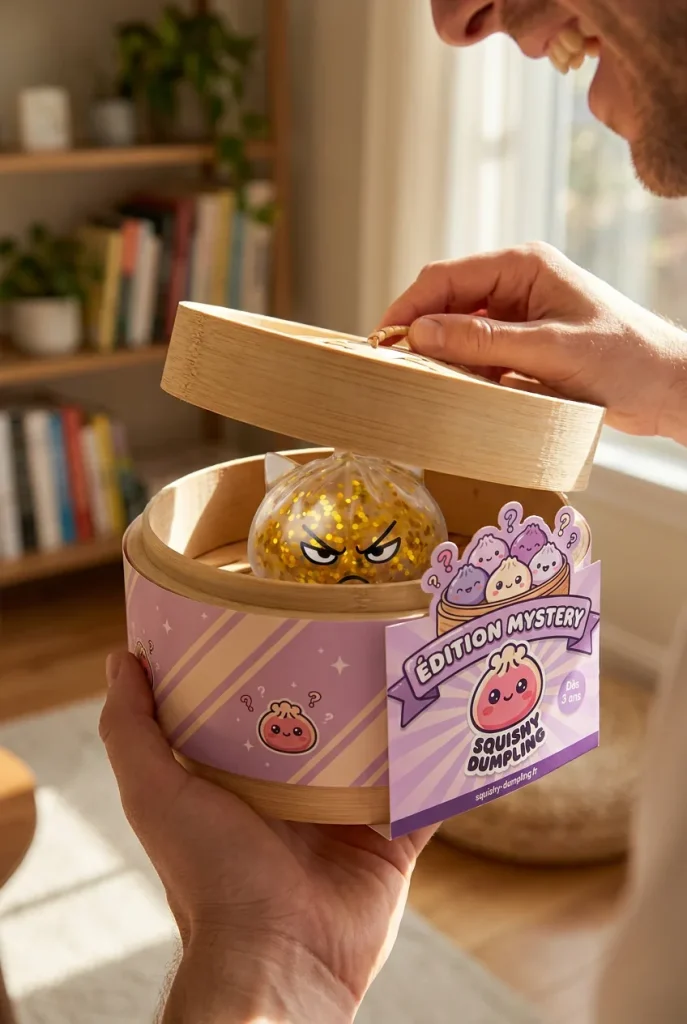 Déballage du Glitter Dumpling Squishy Rare Licorne Magique — la boîte panier vapeur s'ouvre