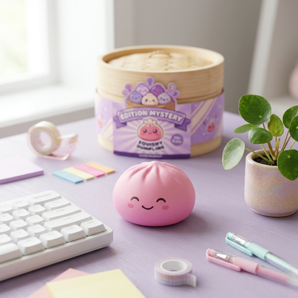 Mystery Dumpling Squishy Jouet Bulle en ambiance sur un bureau