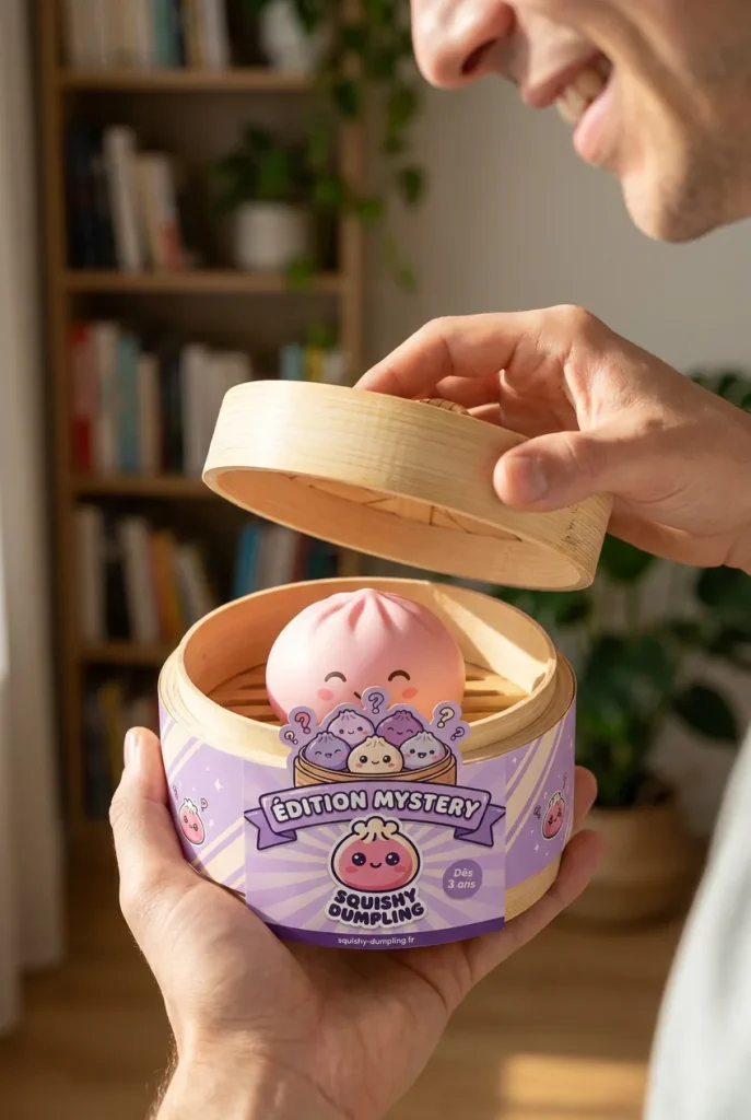 Déballage du Mystery Dumpling Squishy Jouet Bulle — la boîte panier vapeur s'ouvre