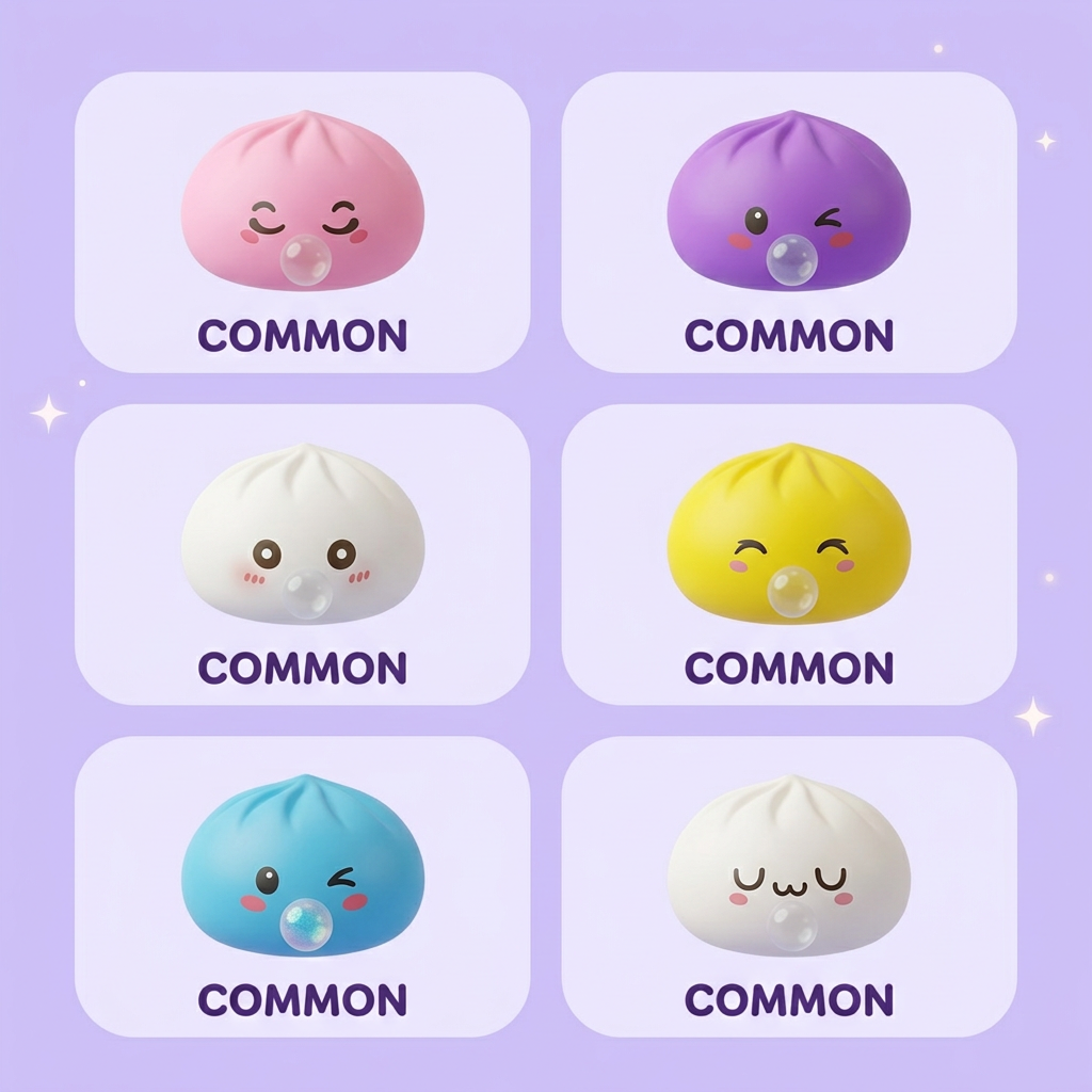Mystery Dumpling Squishy Jouet Bulle — les différents squishy possibles