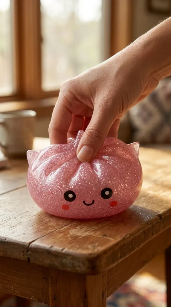 Mystery Dumpling Squishy Glitter Licorne pressé dans la main — effet squishy slow-rise