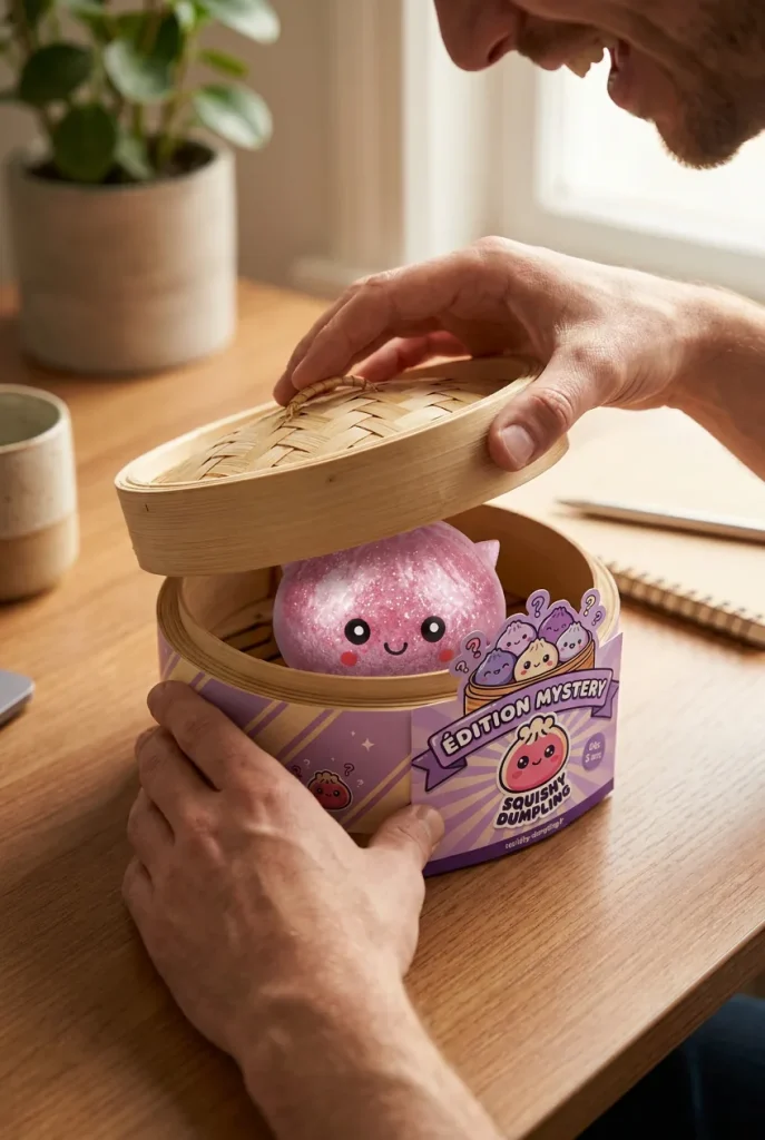 Déballage du Mystery Dumpling Squishy Glitter Licorne — la boîte panier vapeur s'ouvre