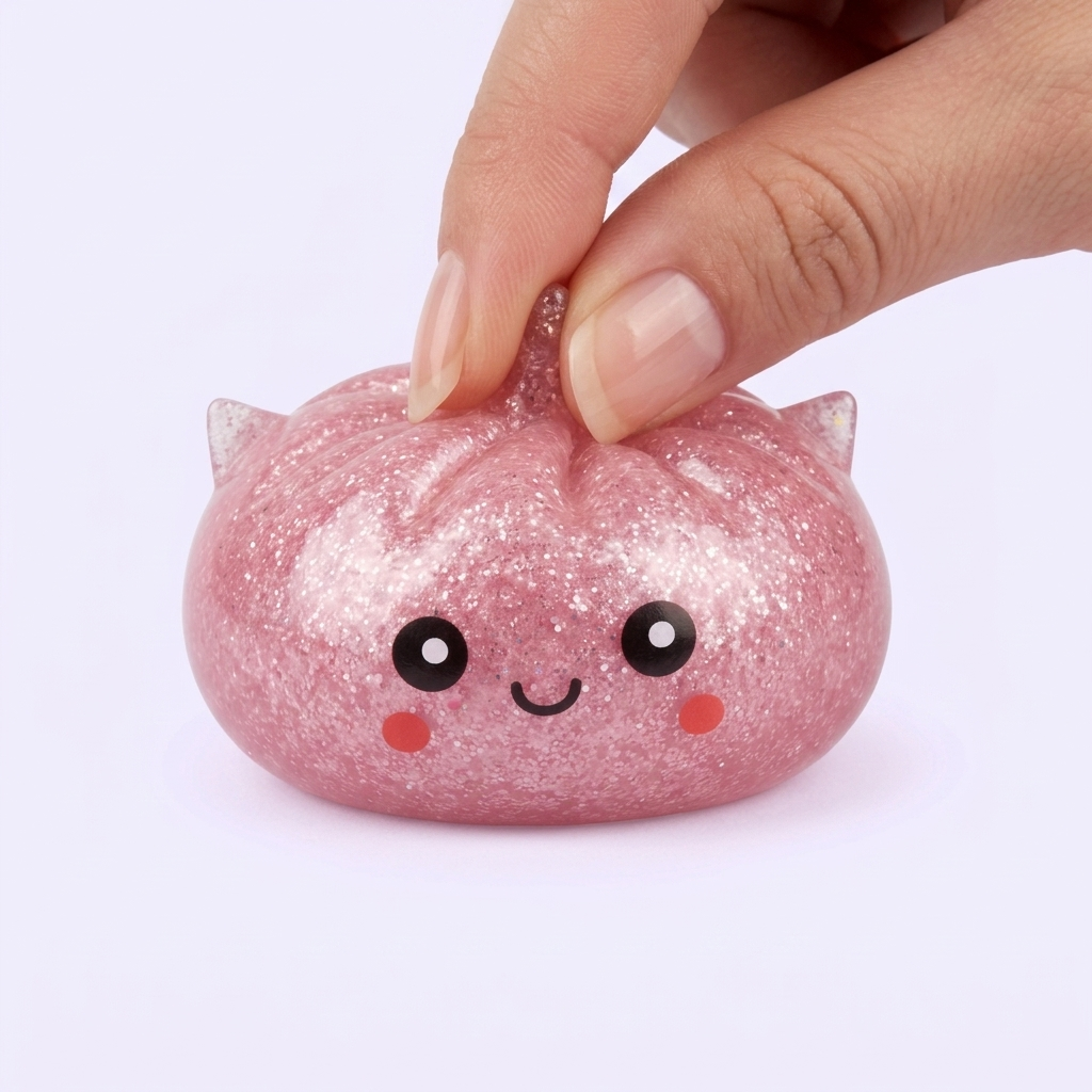 Mystery Dumpling Squishy Glitter Licorne pressé dans la main, matière squishy