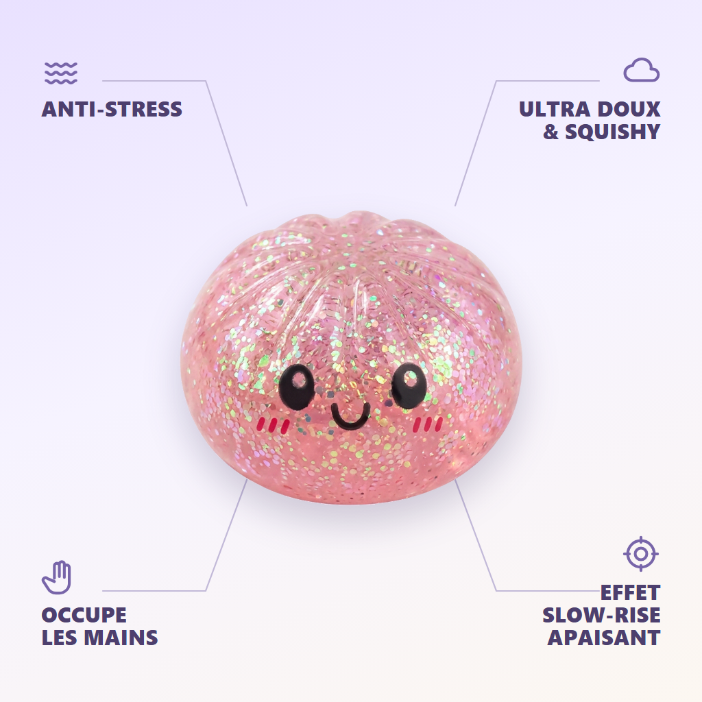 Mystery Dumplings Squishy Glitter Surprise — anti-stress, ultra doux, effet slow-rise