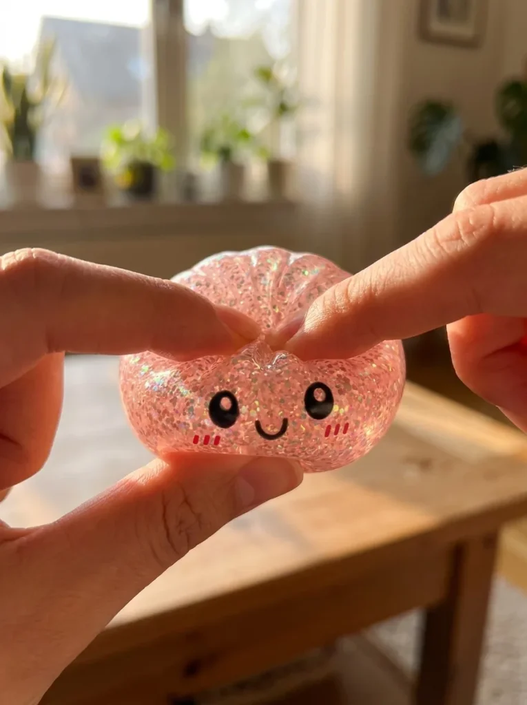 Mystery Dumplings Squishy Glitter Surprise pressé dans la main — effet squishy slow-rise