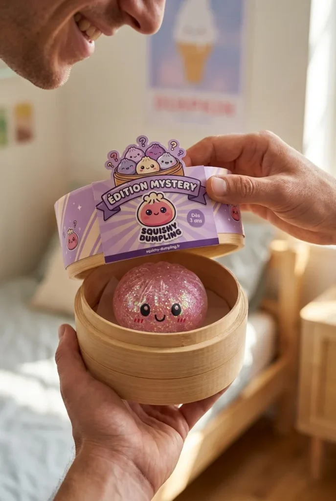 Déballage du Mystery Dumplings Squishy Glitter Surprise — la boîte panier vapeur s'ouvre