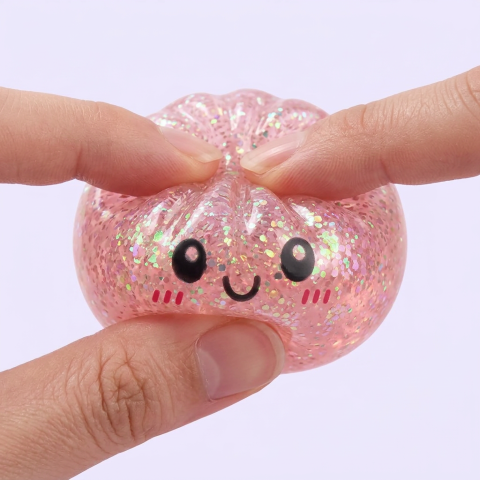 Mystery Dumplings Squishy Glitter Surprise pressé dans la main, matière squishy