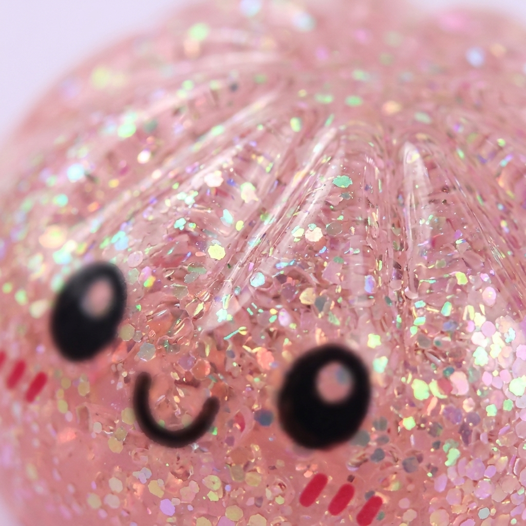 Mystery Dumplings Squishy Glitter Surprise — gros plan macro sur la texture