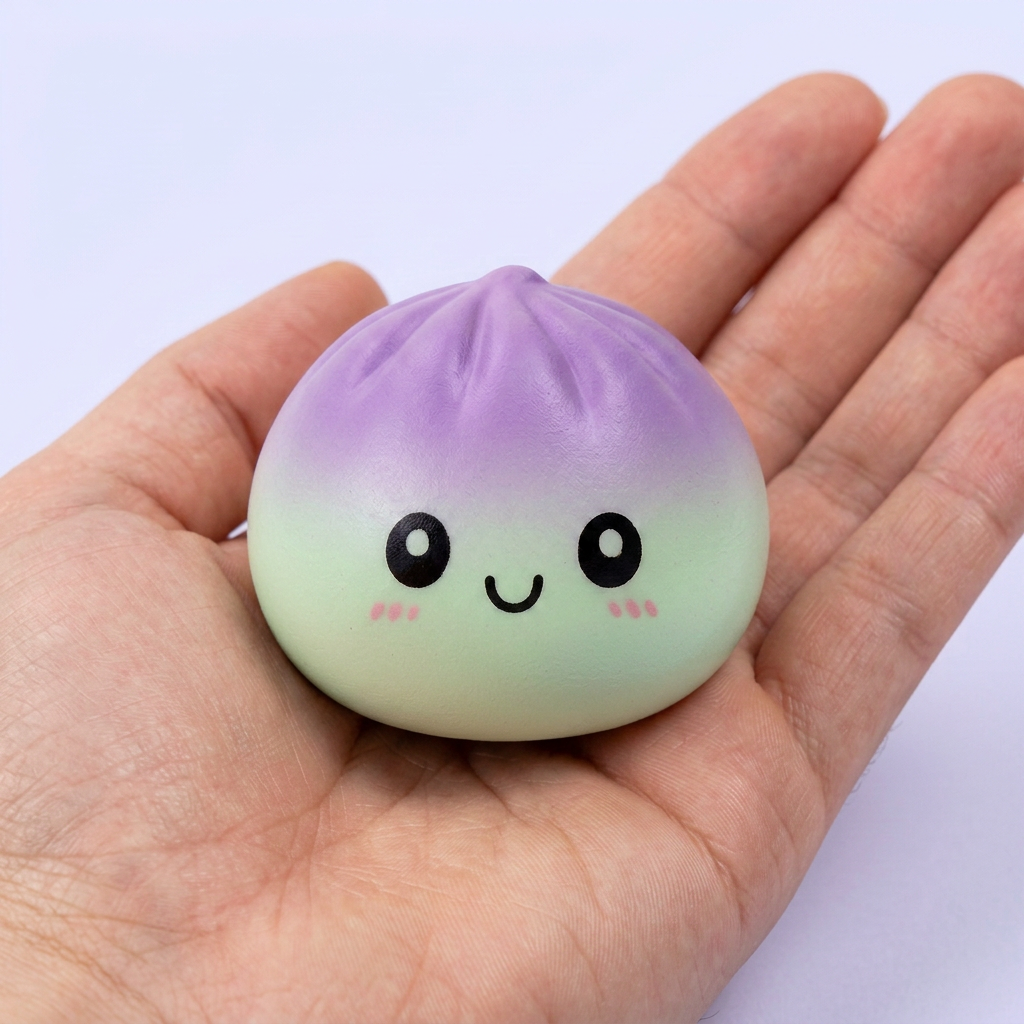 Dumpling Squishy Ombre Mystery Fade tenu en main, taille réelle