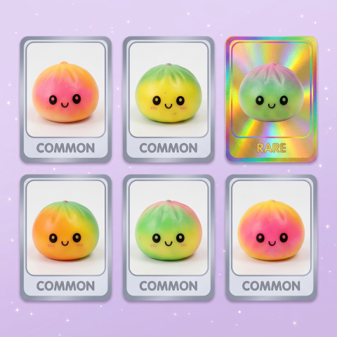 Dumpling Squishy Ombre Mystery Fade — carte des raretés (commun, rare, ultra rare)