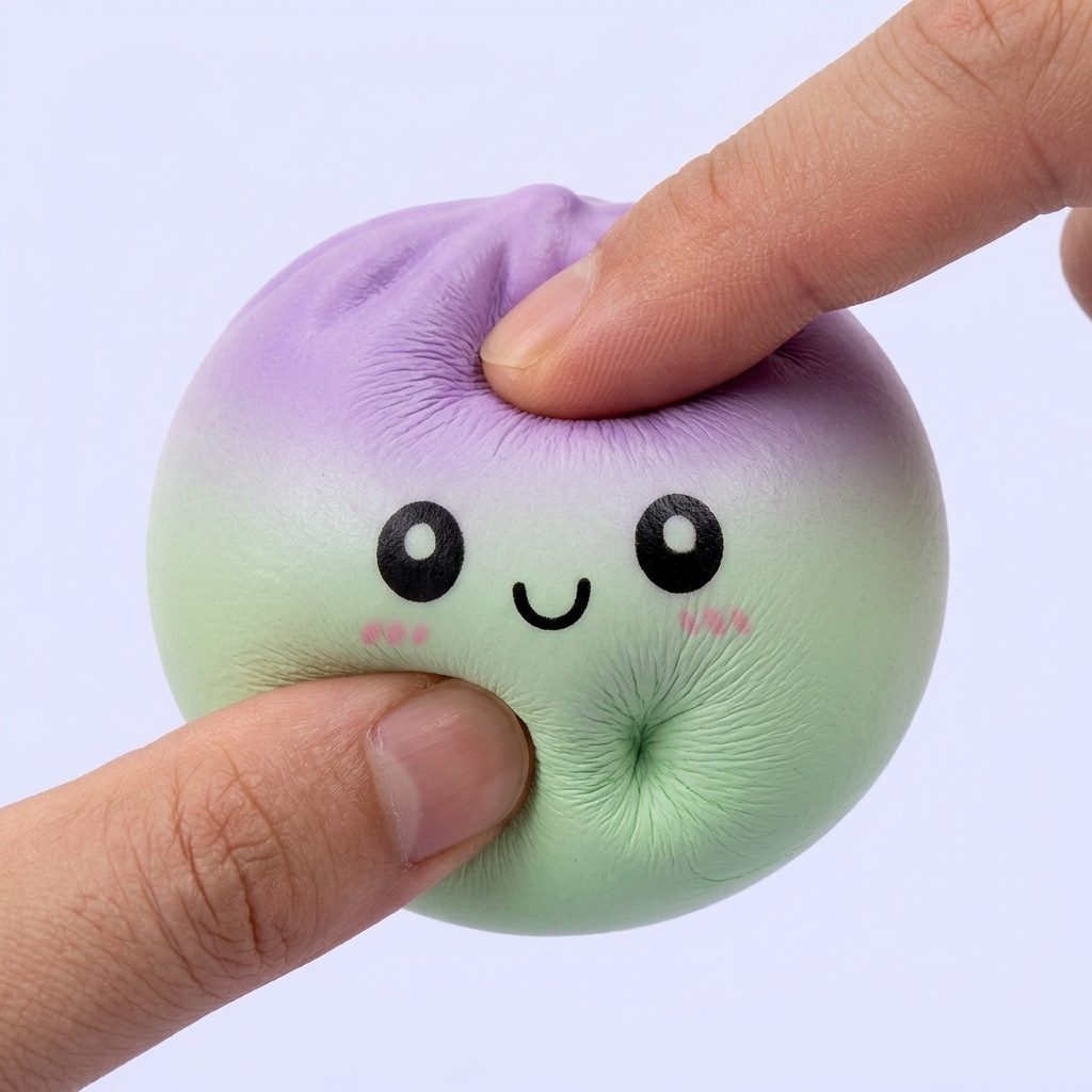 Dumpling Squishy Ombre Mystery Fade pressé dans la main, matière squishy