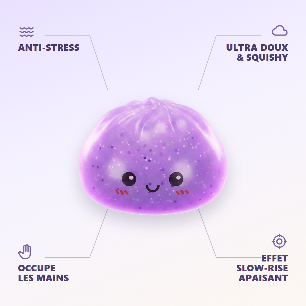 Dumpling Squishy Mystery Glow In Dark Glitter — anti-stress, ultra doux, effet slow-rise