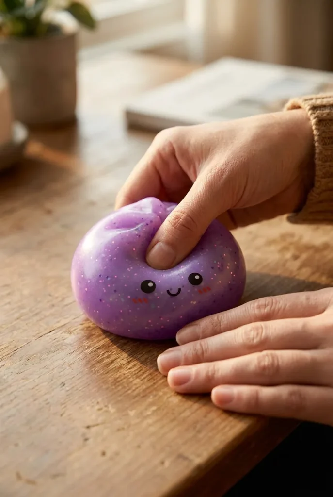 Dumpling Squishy Mystery Glow In Dark Glitter pressé dans la main — effet squishy slow-rise
