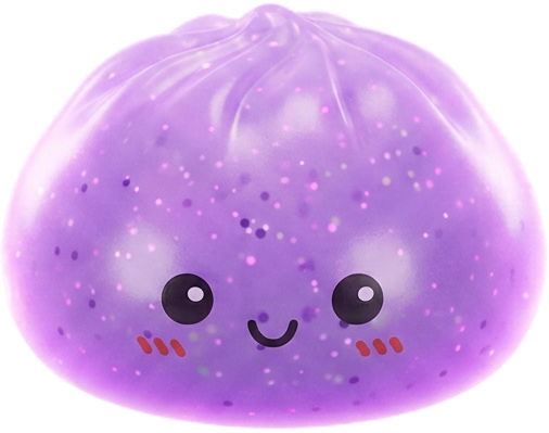 Dumpling Squishy Mystery Glow In Dark Glitter — squishy seul, taille réelle