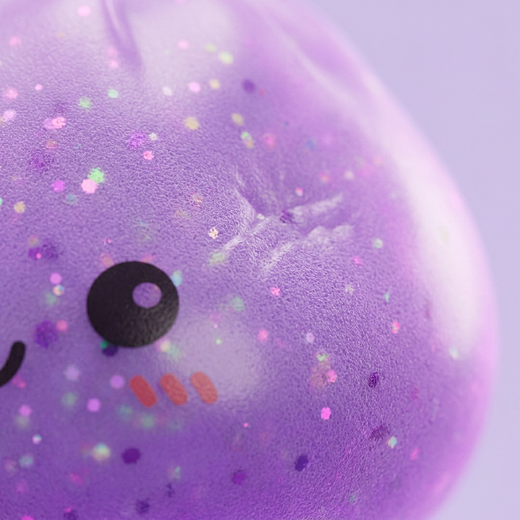 Dumpling Squishy Mystery Glow In Dark Glitter — gros plan macro sur la texture