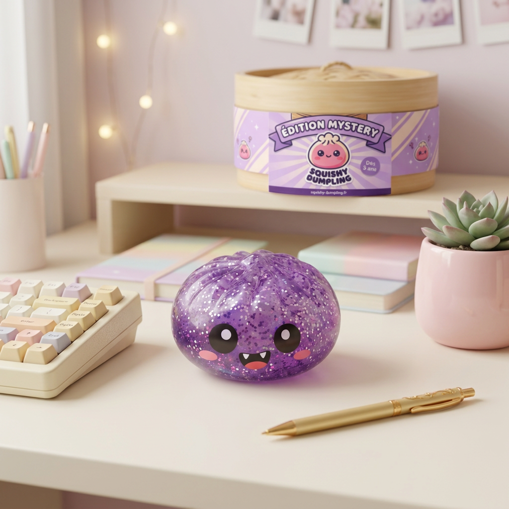 Squishy Dumpling Mystery Halloween en ambiance sur un bureau