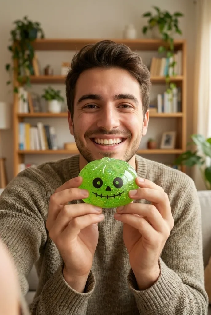 Squishy Dumpling Mystery Halloween tenu près du visage — photo client