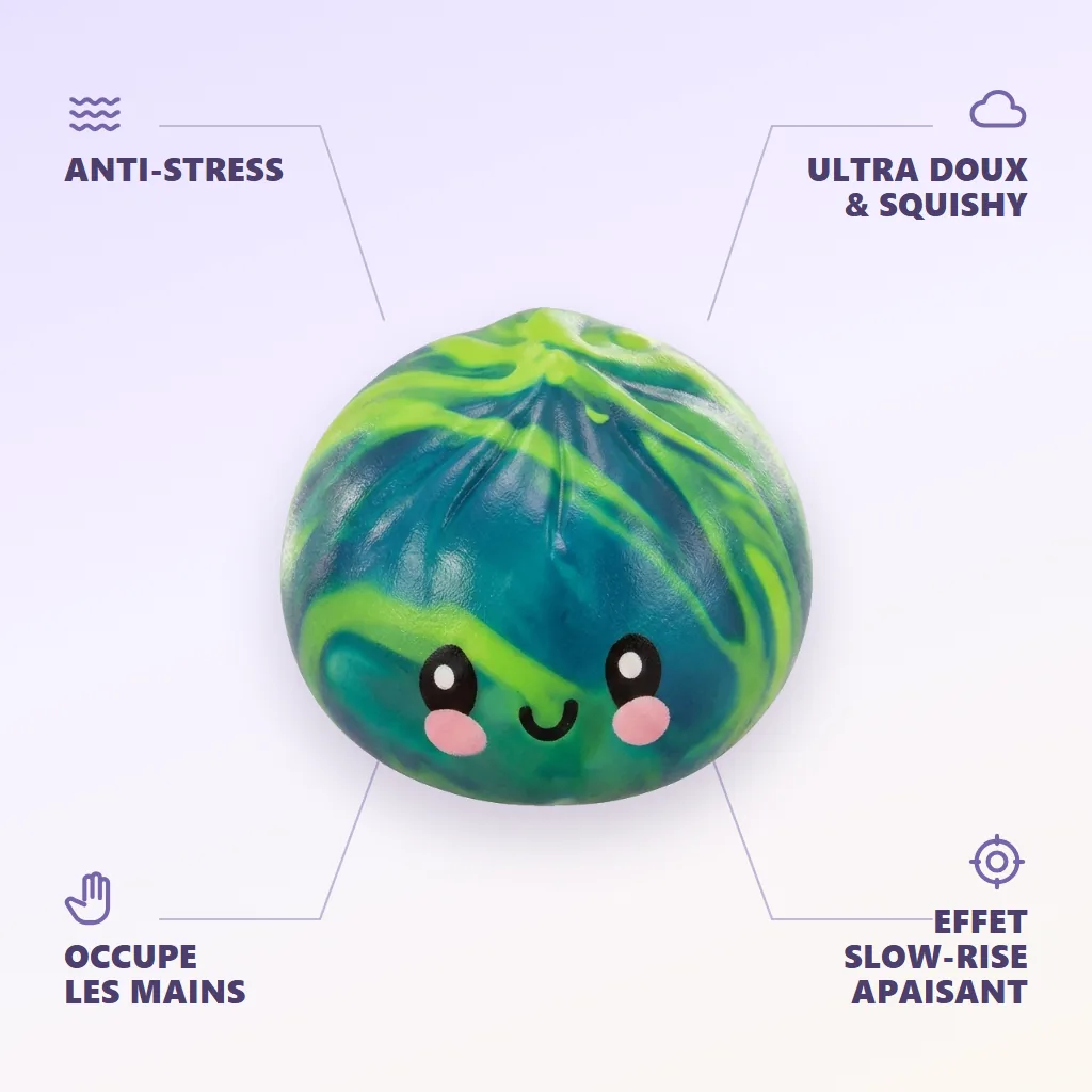 Dumpling Squishy Mini Tie Dye Mystery — anti-stress, ultra doux, effet slow-rise
