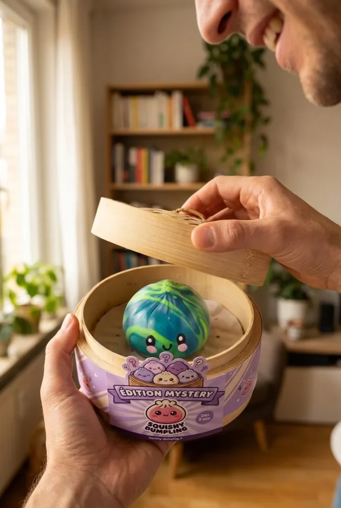 Déballage du Dumpling Squishy Mini Tie Dye Mystery — la boîte panier vapeur s'ouvre