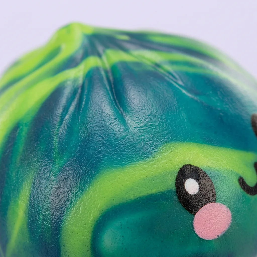 Dumpling Squishy Mini Tie Dye Mystery — gros plan macro sur la texture