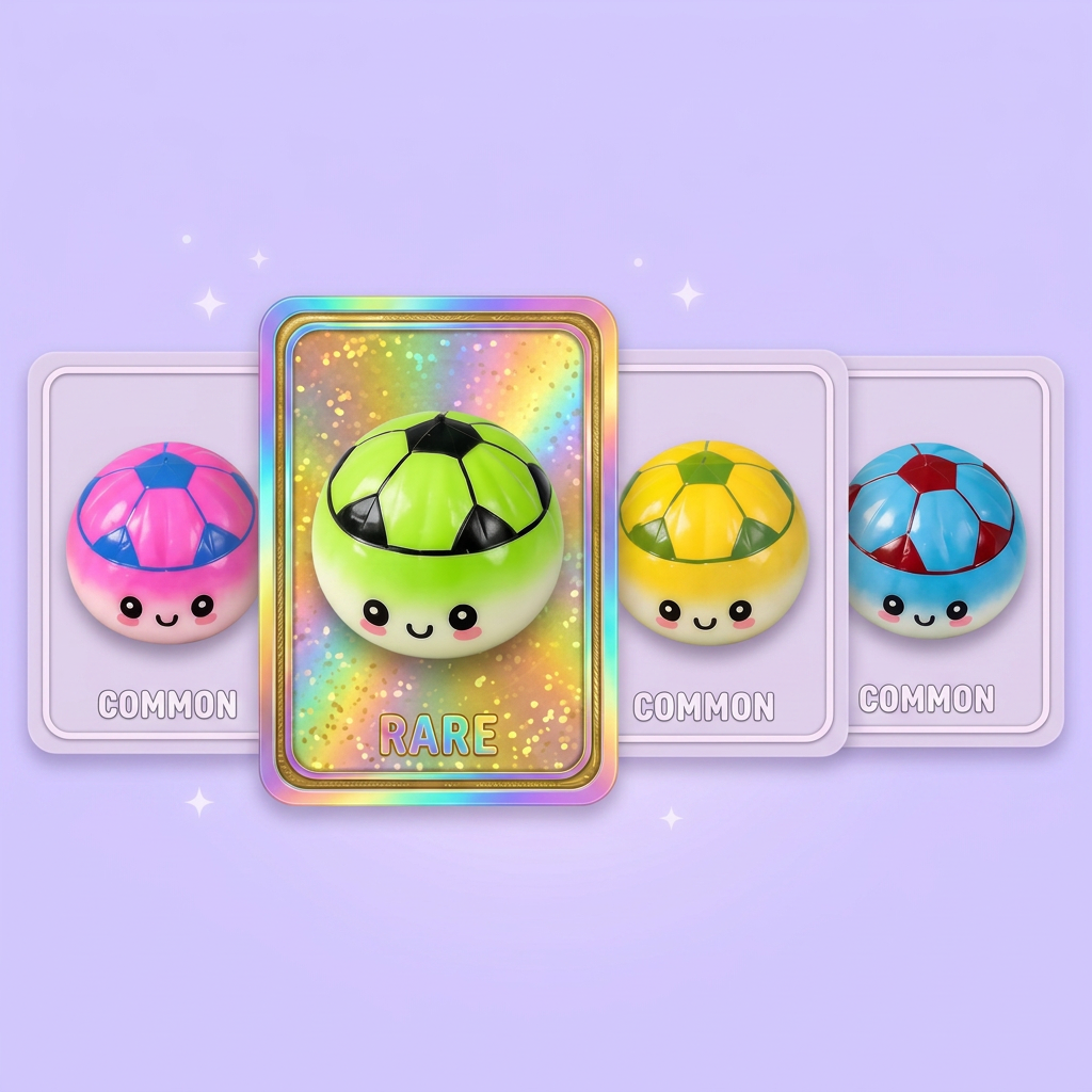 Mystery Dumpling Squishy Édition Foot — carte des raretés (commun, rare, ultra rare)