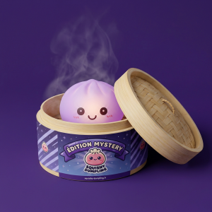 Veilleuse Mystery Squishy Dumpling Lumineuse dans sa boîte panier vapeur bambou